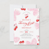 Coquette Cherry eerste verjaardag Kaart (Voorkant)