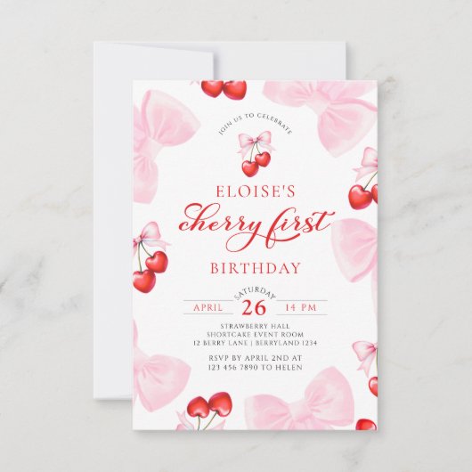 Coquette Cherry eerste verjaardag Kaart (Voorkant)