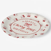 Coquette Cherry Eerste Verjaardag Papier Borden Papieren Bordje (Gekanteld)