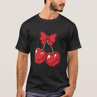 Coquette Cherry en Bogen Kawaii Cherry esthetiek T-shirt