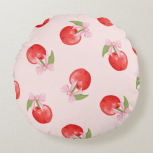 Coquette Cherry en Bow Ronde Kussen