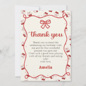 Coquette Cherry Girl Verjaardag Bedankkaart (Voorkant)