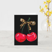 Coquette Cherry Leopard Ribbon Bow Dames _1 Kaart (Gele Bloem)