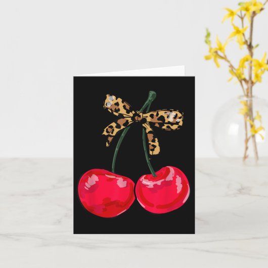 Coquette Cherry Leopard Ribbon Bow Dames _1 Kaart (Gele Bloem)