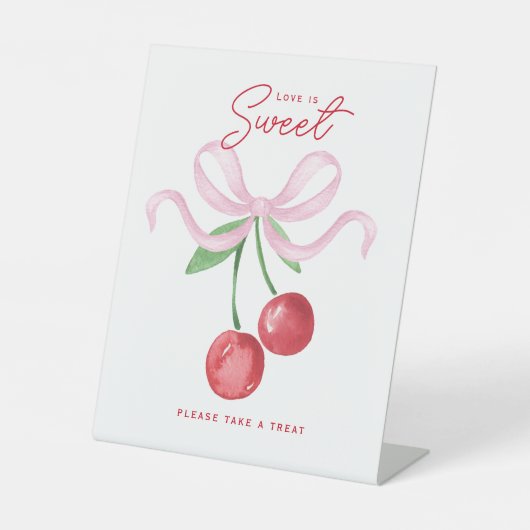 Coquette Cherry | Liefde is zoet Reclamebord Met Voetstuk (Voorkant)