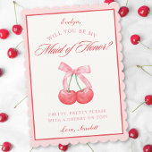 Coquette Cherry Maid of Honor Aangepaste Naam Voor Kaart