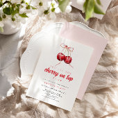 Coquette Cherry Meisje Baby shower Uitnodiging