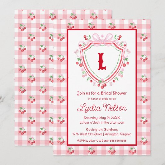 Coquette Cherry Monogam Vrijgezellenfeest Kaart (Voorkant / Achterkant)