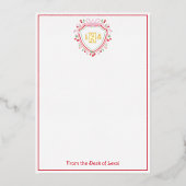 Coquette Cherry Monogram Crest Vrijgezellenfeest Folie Uitnodiging (Voorkant)