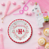 Coquette Cherry Monogram Wensdouche Uitnodiging Papieren Bordje (Feest)