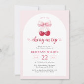 Coquette Cherry On Top Arch Baby Shower Uitnodigin Kaart (Voorkant)