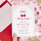 Coquette Cherry On Top Arch Baby Shower Uitnodigin Kaart