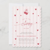 Coquette Cherry on Top Bow Baby Girl Shower Kaart (Voorkant)