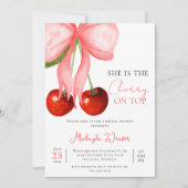Coquette Cherry on Top Bruidsfeest Kaart (Voorkant)