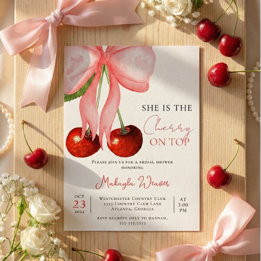 Coquette Cherry on Top Bruidsfeest Kaart