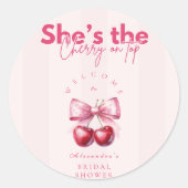Coquette Cherry On Top Bruiloftsfeest Ronde Sticker (Voorkant)