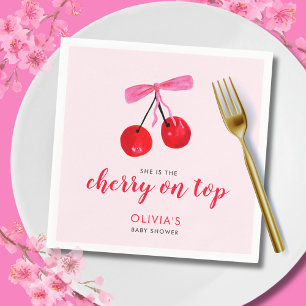 Coquette Cherry on Top Girls Baby Shower Servet