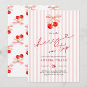 Coquette Cherry op Top Baby Girl Shower Kaart (Voorkant / Achterkant)