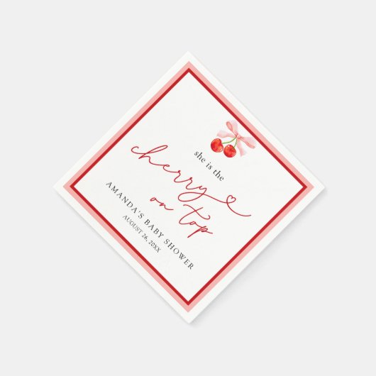 Coquette Cherry op Top Baby Girl Shower Servet (Hoek)