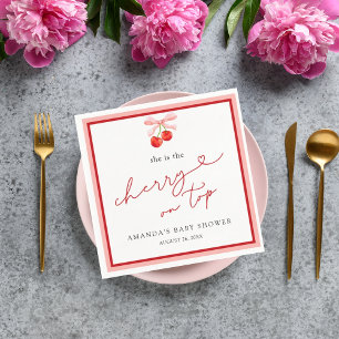Coquette Cherry op Top Baby Girl Shower Servet
