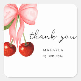 Coquette Cherry op Top Baby Girl Shower Vierkante Sticker