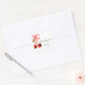 Coquette Cherry op Top Baby Girl Shower Vierkante Sticker (Envelop)
