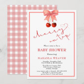 Coquette Cherry op Top Baby Meisje Douche Uitnodig Kaart (Voorkant / Achterkant)