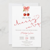 Coquette Cherry op Top Baby Meisje Douche Uitnodig Kaart (Voorkant)