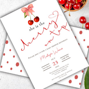 Coquette Cherry op Top Baby Meisje Douche Uitnodig Kaart