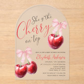 Coquette Cherry op Top Baby shower Acryl Uitnodigingen (Voorkant)