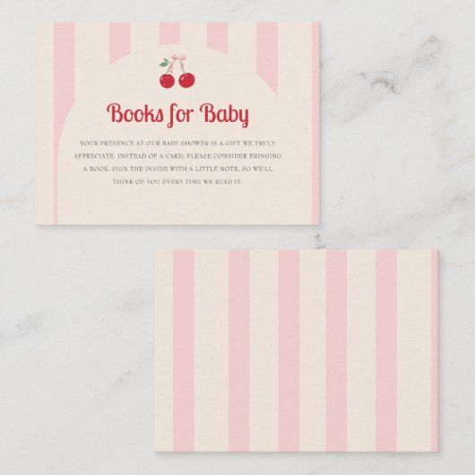 Coquette Cherry op Top Baby shower Boeken voor Bab Informatiekaartje (Voorkant / Achterkant)