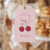 Coquette Cherry op Top Baby shower Cadeaulabel