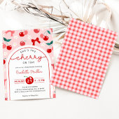 Coquette Cherry op Top Baby shower Invitation Kaart