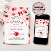Coquette Cherry op Top Baby shower Invitation Kaart
