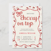 Coquette Cherry op Top Baby shower Invitation Kaart (Voorkant)