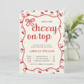 Coquette Cherry op Top Baby shower Invitation Kaart (Staand voorkant)