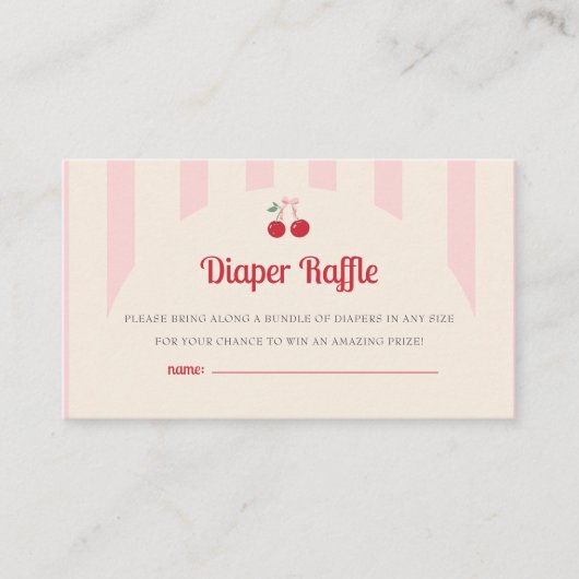 Coquette Cherry op Top Baby shower Luier Raffle Informatiekaartje (Voorkant)