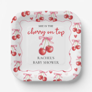Coquette Cherry op Top Baby shower Papier Borden Papieren Bordje