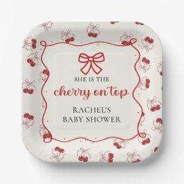 Coquette Cherry op Top Baby shower Papier Borden Papieren Bordje
