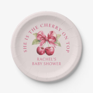 Coquette Cherry op Top Baby shower Papier Borden Papieren Bordje
