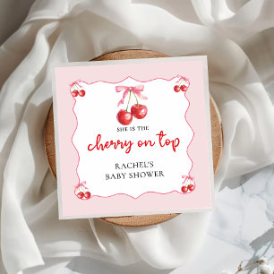 Coquette Cherry op Top Baby shower Papier servet