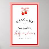 Coquette Cherry op Top Baby shower Welkomstbord Poster (Voorkant)
