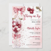 Coquette Cherry op Top Bow Cocktail Vrijgezellenfe Kaart (Voorkant)