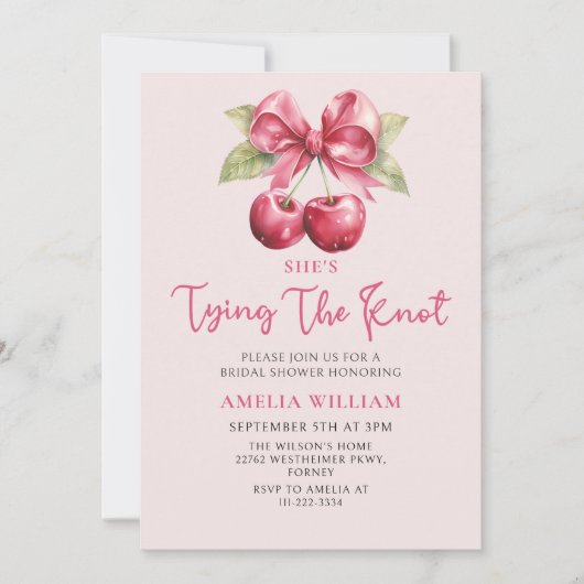 Coquette Cherry op Top Bruids Douche Uitnodiging (Voorkant)