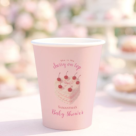 Coquette Cherry op Top Cake Baby shower Papieren Bekers