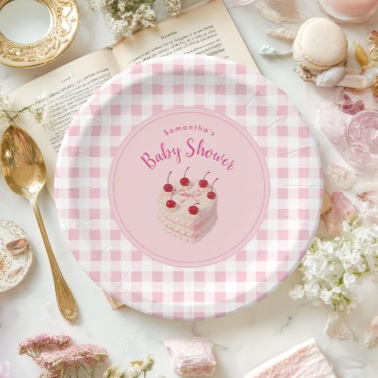 Coquette Cherry op Top Cake Baby shower Papieren Bordje