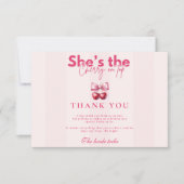 Coquette Cherry op top Vrijgezellenfeest Bedankkaart (Voorkant)