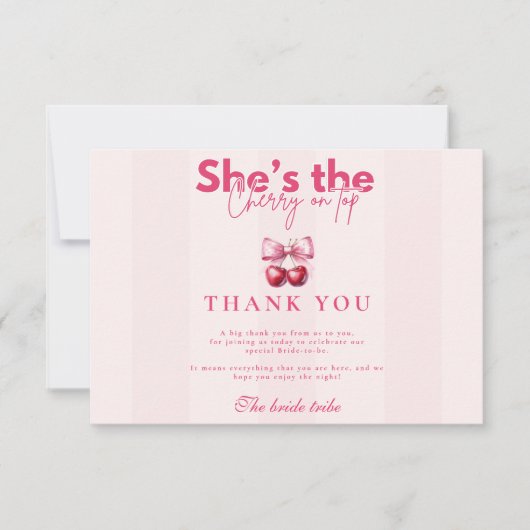 Coquette Cherry op top Vrijgezellenfeest Bedankkaart (Voorkant)