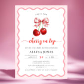 Coquette Cherry Op Top Wavy Cherry Baby shower Kaart