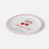 Coquette Cherry Op Top Wavy Cherry Baby shower Papieren Bordje (Gekanteld)